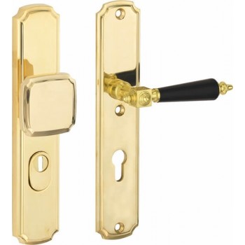 Veiligheidsset Roman messing gepolijst gelakt/titaan voordeur KT op langschild