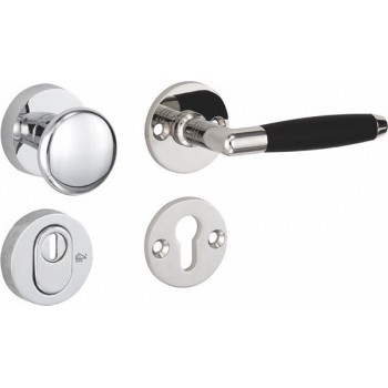 Veiligheidsset Ton Elegant glans nikkel ebben/glans chroom voordeur KT Veiligheidsset Ton Elegant glans nikkel ebben/glans chroom voordeur KT