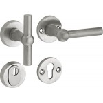 Veiligheidsset Chemin de Fer mat nikkel ongelakt voordeur op rozet