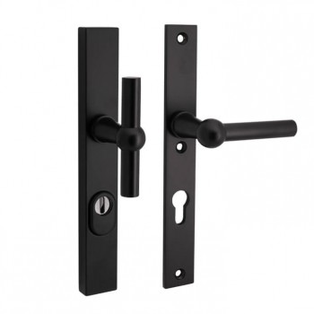 Veiligheidsset smal Chemin de fer mat zwart voordeur KT