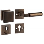 Veiligheidsset Bauhaus antiek brons ongelakt voordeur KT