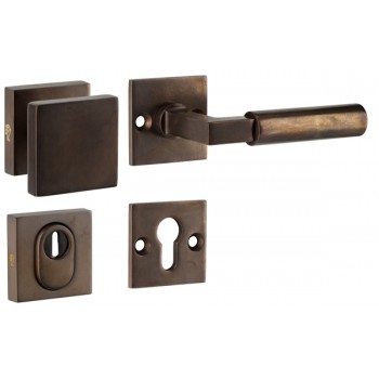 Veiligheidsset Bauhaus antiek brons ongelakt voordeur KT