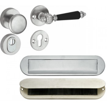 WB-12 Nouveau voordeurset antiek nikkel/antiek chroom