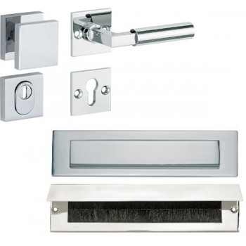 WB-13 Bauhaus voordeurset glans nikkel/glans chroom