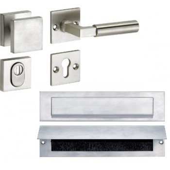 WB-15 Bauhaus voordeurset mat nikkel/mat nikkel titaan