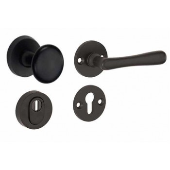 Veiligheidsset Linea mat zwart paddestoel voordeur KT