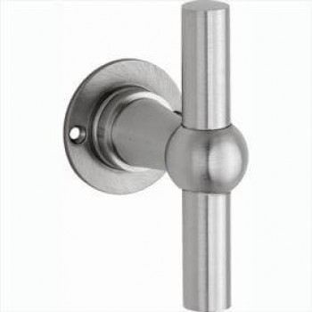 Deurkruk Chemin de Fer T 85mm (enkel) rond rozet mat nikkel ongelakt