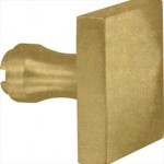 Deurknop Bauhaus tbv SKG schild messing getrommeld ongelakt