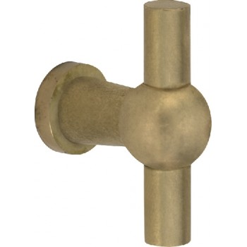 Meubelknop Chemin de Fer messing getrommeld ongelakt 47x9mm Meubelknop Chemin de Fer messing getrommeld ongelakt 47x9mm
