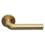 Deurkruk Eclipse DR101-G rond rozet PVD mat goud geveerd 