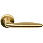 Deurklink Basic LB18 massief rond rozet mat goud PVD