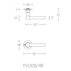 Deurkruk Ferrovia FVL100/48mm (enkel) mat RVS