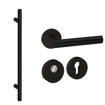 Voordeurset rond met greep Frankfurt 1160mm Puurzwart Voordeurset rond met greep Frankfurt 1160mm Puurzwart