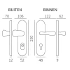 Veiligheidsset Kira met knop Golf en kruk Silvia messing PVD