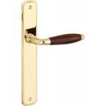 Deurkruk Bonton langschild messing ongelakt bubinga