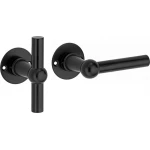 Deurkruk Chemin de Fer TL combi 100mm rond rozet mat zwart