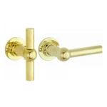 Deurkruk Chemin de Fer TL combi 100mm rond rozet messing ongelakt