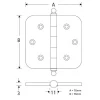 Kogellager scharnier 76x76 mat chroom bol