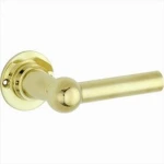 Deurkruk Chemin de Fer 100mm rond rozet messing ongelakt