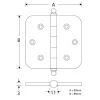 Kogellager scharnier 89x89 mat chroom bol