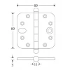 Kogellager scharnier 89x89mm glans chroom bol SKG***