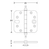 Kogellager scharnier 89x89mm glans chroom vaas SKG***