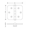 Kogellager scharnier 89x89mm antiek nikkel vlak