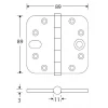 Kogellager scharnier 89x89mm messing gepolijst gelakt titaan vlak SKG***